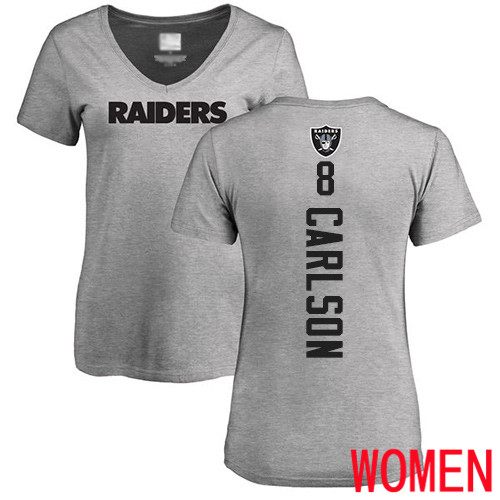 Oakland Raiders Ash Women Daniel Carlson Backer NFL Football #8 T Shirt